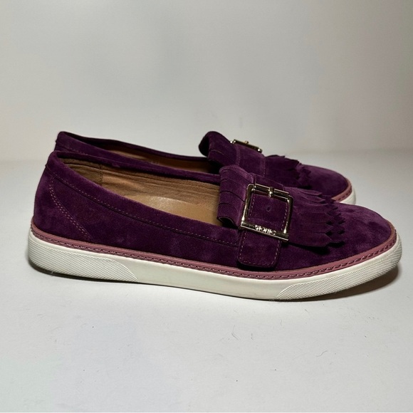 Vionic Womens Flats Cambridge Merlot Orchid Purple Suede Loafers Size 7 - Picture 1 of 9